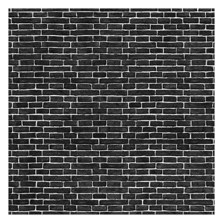 East Urban Home Black Brick Wall 2.4m x 2.88m Textured Matte Peel & Stick Wall Mural | Wayfair.co.uk